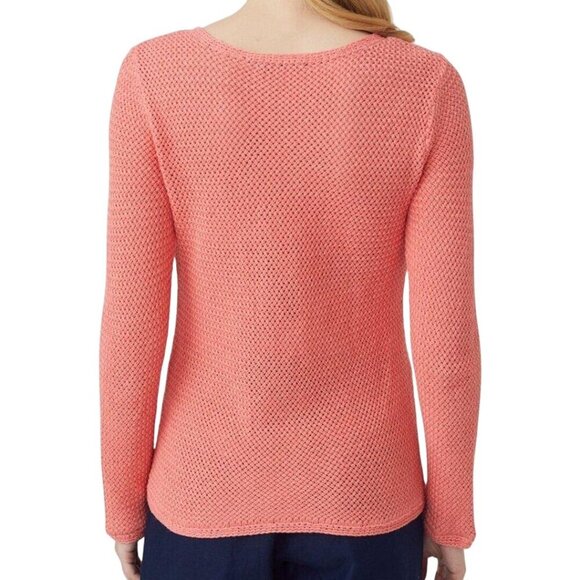 J. Mclaughlin Donna Linen Blend Open Knit Sweater Salmon Size M - Picture 4 of 6